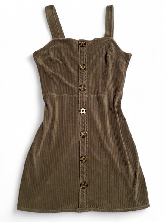 No Boundaries Dresses & Skirts - No Boundaries Olive Button-Front Corduroy Mini Dress
